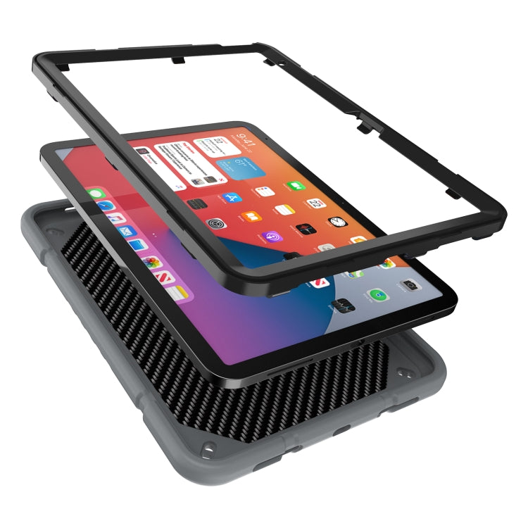 For iPad Air 2022 / 2020 10.9 Armor Holder Silicone Hybrid PC Tablet Case(Grey Black) - iPad Air (2022) / (2020) 10.9 Cases by buy2fix | Online Shopping UK | buy2fix