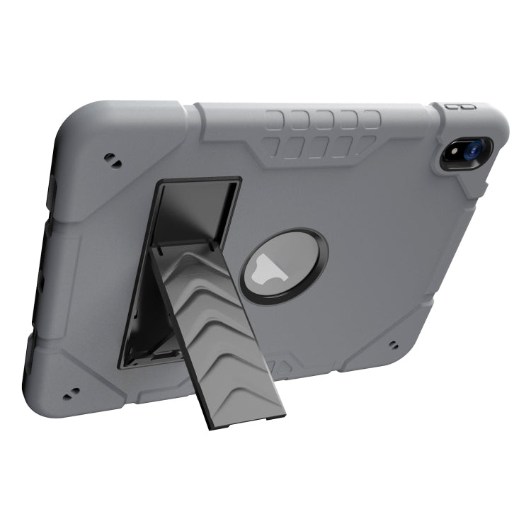 For iPad Air 2022 / 2020 10.9 Armor Holder Silicone Hybrid PC Tablet Case(Grey Black) - iPad Air (2022) / (2020) 10.9 Cases by buy2fix | Online Shopping UK | buy2fix