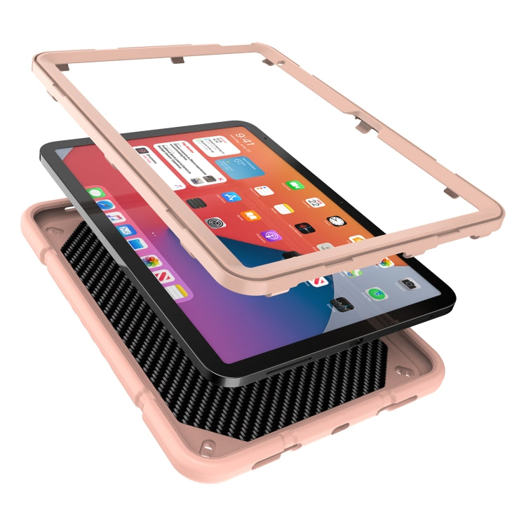 For iPad Air 2022 / 2020 10.9 Armor Holder Silicone Hybrid PC Tablet Case(Rose Gold) - iPad Air (2022) / (2020) 10.9 Cases by buy2fix | Online Shopping UK | buy2fix
