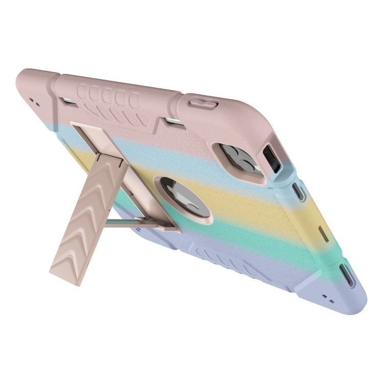 For iPad Pro 11 2022 / 2021 / 2020 Armor Holder Silicone Hybrid PC Tablet Case(Gradient Color Gold) by buy2fix