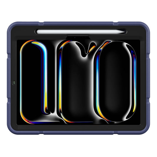 For iPad Pro 11 2025 / 2024 Armor Holder Silicone Hybrid PC Tablet Case(Navy Blue Black) by buy2fix