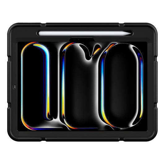 For iPad Pro 11 2025 / 2024 Armor Holder Silicone Hybrid PC Tablet Case(Black) by buy2fix