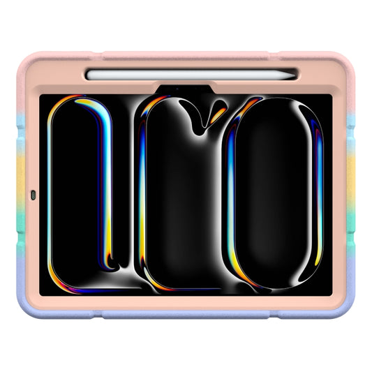 For iPad Pro 11 2025 / 2024 Armor Holder Silicone Hybrid PC Tablet Case(Gradient Color Gold) by buy2fix