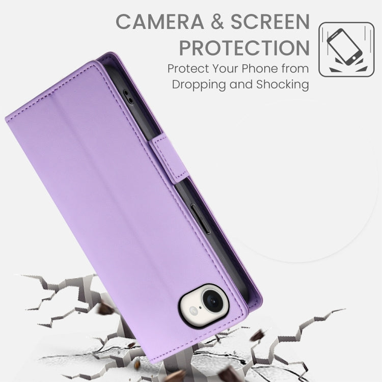 For iPhone 16e Side Buckle Magnetic Frosted Leather Phone Case(Purple) by buy2fix