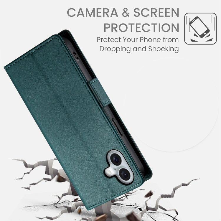 For iPhone 16 Plus Side Buckle Magnetic Frosted Leather Phone Case(Dark Green) by buy2fix