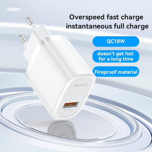 Yesido YC66 PD 18W USB Fast Charger, Specification:EU Plug(White) - USB Charger by Yesido | Online Shopping UK | buy2fix