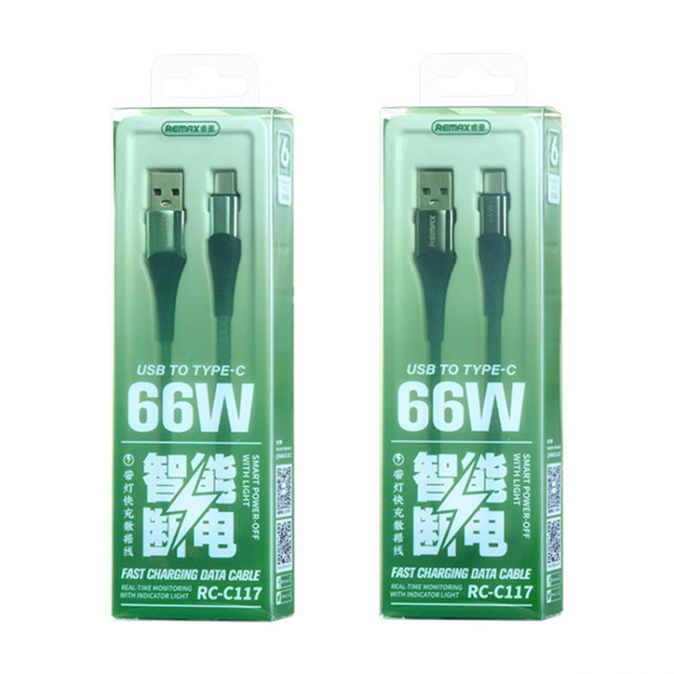 REMAX RC-C117 1.2m 66W USB to Type-C Smart Power-off Fast Charging Data Cable(Silver) - USB-C & Type-C Cable by REMAX | Online Shopping UK | buy2fix