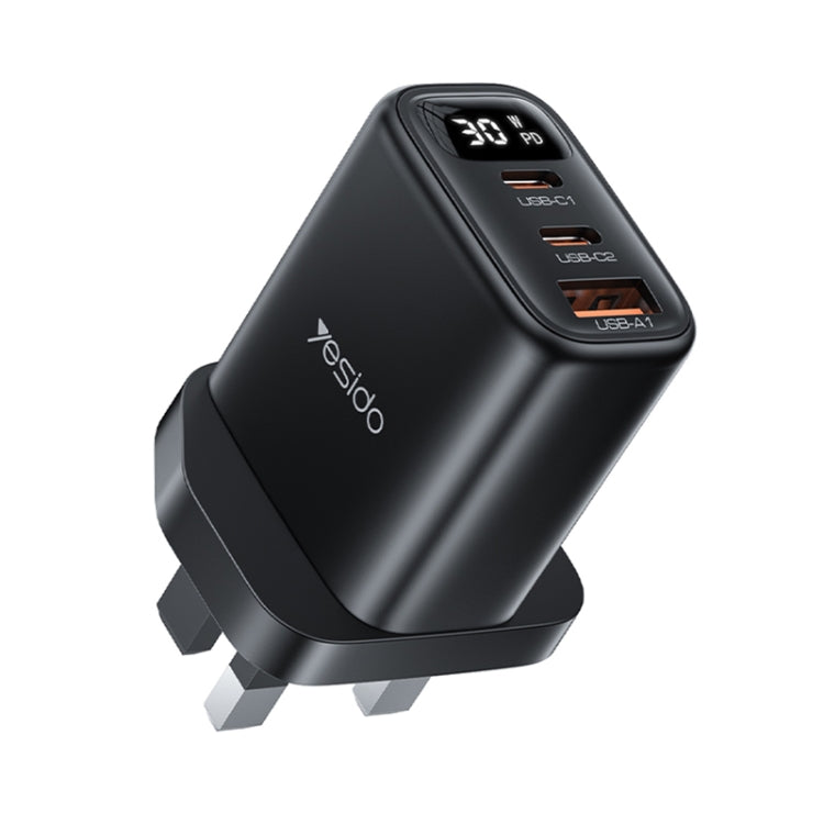 Yesido YC88 30W USB + Dual USB-C / Type-C Digital Display Charger, Specification:UK Plug(Black) - USB Charger by Yesido | Online Shopping UK | buy2fix