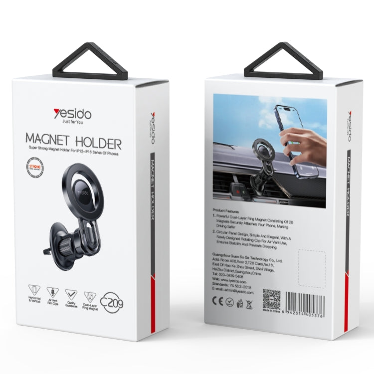 Yesido C209 MagSafe Magnetic Air Vent Car Holder(Black) by Yesido