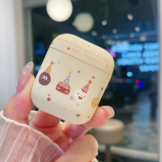 For AirPods 2 / 1 Cookies Pattern Earbuds Box Frosted TPU Case(Beige) by buy2fix