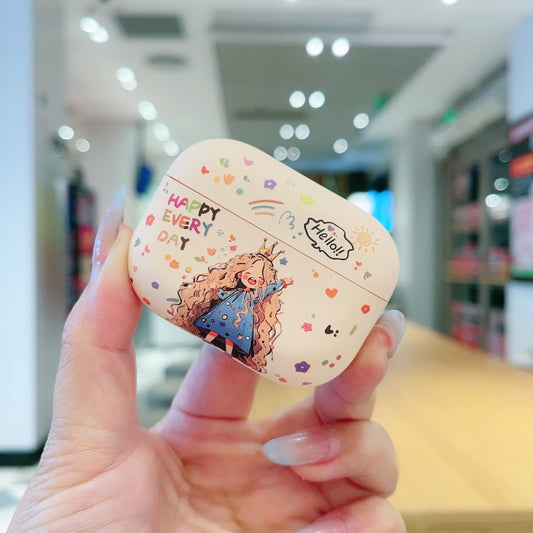 For AirPods Pro Girl Pattern Earbuds Box Frosted TPU Case(Crown) by buy2fix