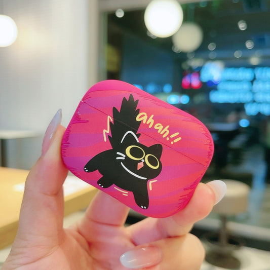 For AirPods Pro Cat and Dog Pattern Earbuds Box Frosted TPU Case(Flashing Cat) by buy2fix