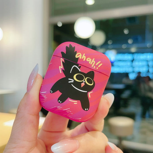 For AirPods 2 / 1 Cat and Dog Pattern Earbuds Box Frosted TPU Case(Flashing Cat) by buy2fix