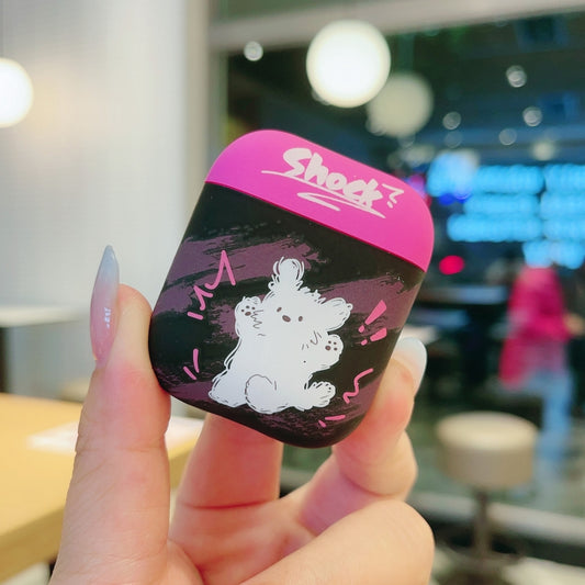 For AirPods 2 / 1 Cat and Dog Pattern Earbuds Box Frosted TPU Case(Shocking Dog) by buy2fix