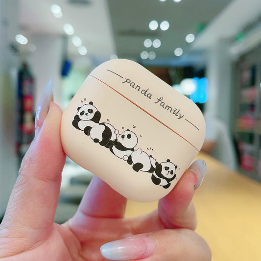 For AirPods 3 Panda Pattern Earbuds Box Frosted TPU Case(Panda Family) by buy2fix