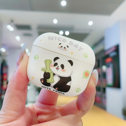 For AirPods 3 Panda Pattern Earbuds Box Frosted TPU Case(Cute Panda) by buy2fix