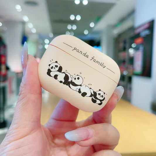 For AirPods Pro Panda Pattern Earbuds Box Frosted TPU Case(Panda Family) by buy2fix