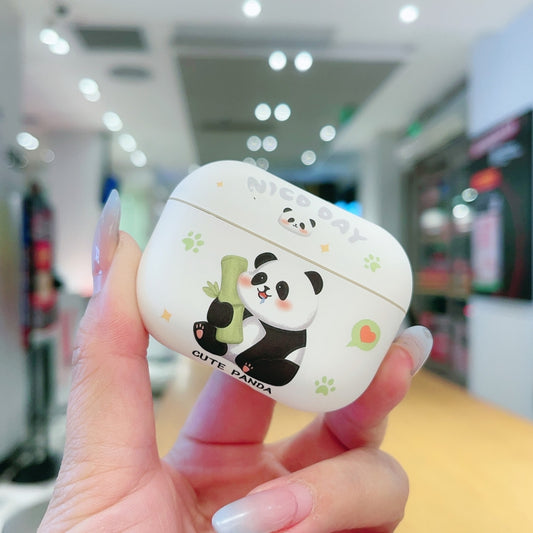 For AirPods Pro Panda Pattern Earbuds Box Frosted TPU Case(Cute Panda) by buy2fix