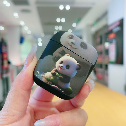 For AirPods 2 / 1 Phantom Panda Pattern Earbuds Box Frosted TPU Case(Black) by buy2fix