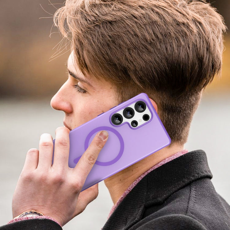For Samsung Galaxy S25 Ultra MagSafe Frosted Translucent TPU + PC Full Coverage Phone Case(Dark Purple) by buy2fix