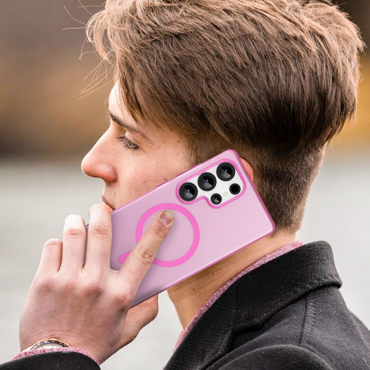 For Samsung Galaxy S25 Ultra MagSafe Frosted Translucent TPU + PC Full Coverage Phone Case(Pink) by buy2fix