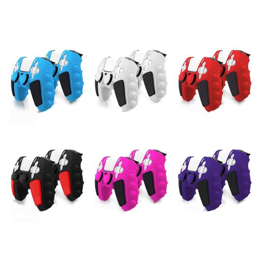 For Sony PS5 Splicing Color Silicone Gamepad Protective Case with Rocker Caps(Purple Black) by buy2fix