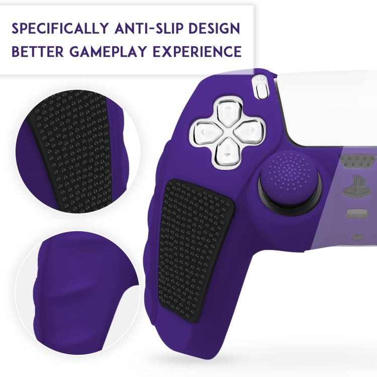 For Sony PS5 Splicing Color Silicone Gamepad Protective Case with Rocker Caps(Purple Black) - Cases by buy2fix | Online Shopping UK | buy2fix