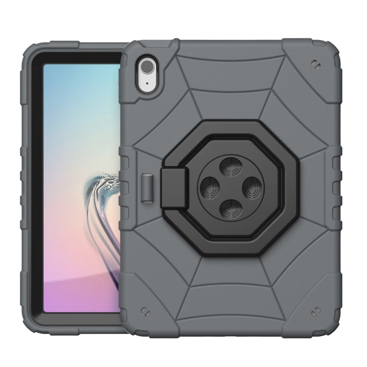 For iPad Air 11 2025 / 2024 Spider Turntable Handle Stress Relief Tablet Case(Grey Black) - iPad Air 11 2025 / 2024 Cases by buy2fix | Online Shopping UK | buy2fix