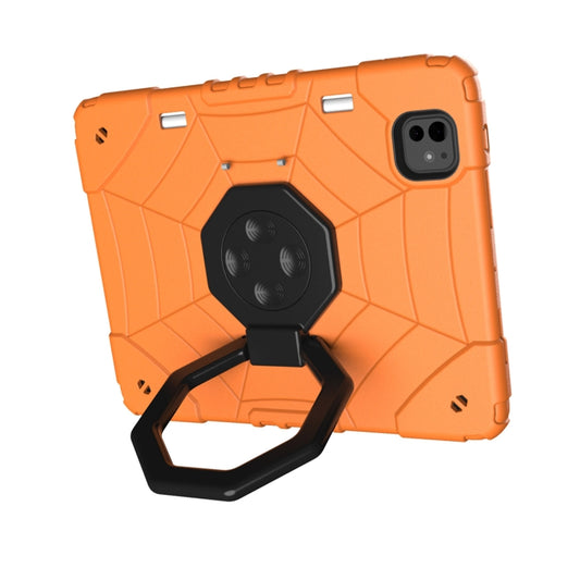 For iPad Pro 11 2025 / 2024 Spider Turntable Handle Stress Relief Tablet Case(Orange Black) by buy2fix