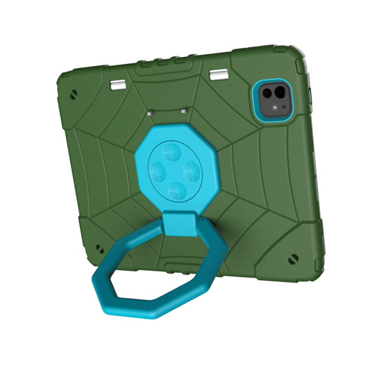 For iPad Pro 11 2025 / 2024 Spider Turntable Handle Stress Relief Tablet Case(Army Green Blue) by buy2fix