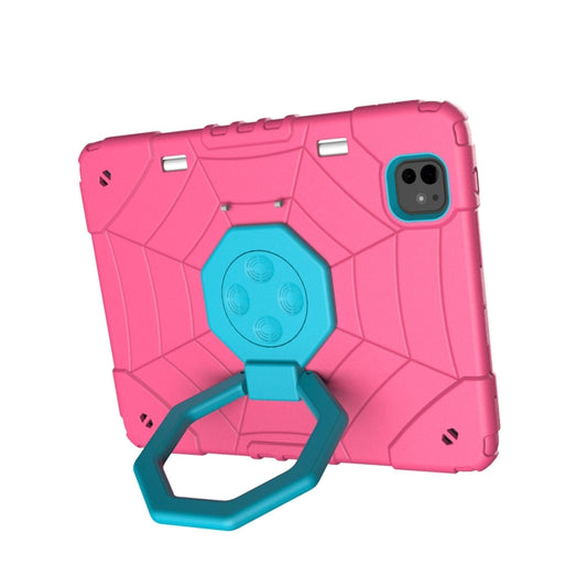 For iPad Pro 11 2025 / 2024 Spider Turntable Handle Stress Relief Tablet Case(Rose Red Blue) by buy2fix