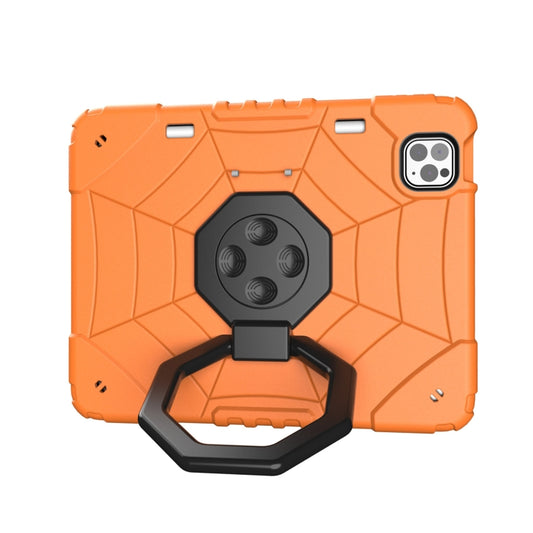 For iPad Pro 11 2022 / 2021 / 2020 Spider Turntable Handle Stress Relief Tablet Case(Orange Black) - iPad Pro 11 (2022/2021) Cases by buy2fix | Online Shopping UK | buy2fix