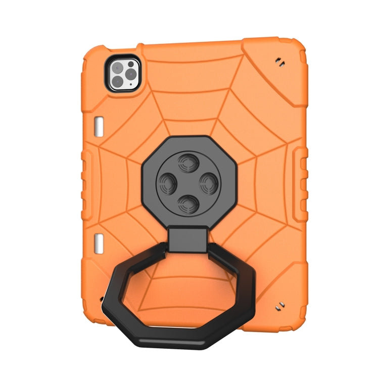For iPad Pro 11 2022 / 2021 / 2020 Spider Turntable Handle Stress Relief Tablet Case(Orange Black) - iPad Pro 11 (2022/2021) Cases by buy2fix | Online Shopping UK | buy2fix
