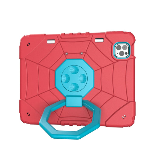 For iPad Pro 11 2022 / 2021 / 2020 Spider Turntable Handle Stress Relief Tablet Case(Red Blue) - iPad Pro 11 (2022/2021) Cases by buy2fix | Online Shopping UK | buy2fix
