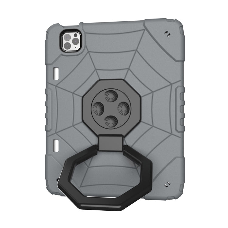 For iPad Pro 11 2022 / 2021 / 2020 Spider Turntable Handle Stress Relief Tablet Case(Grey Black) - iPad Pro 11 (2022/2021) Cases by buy2fix | Online Shopping UK | buy2fix