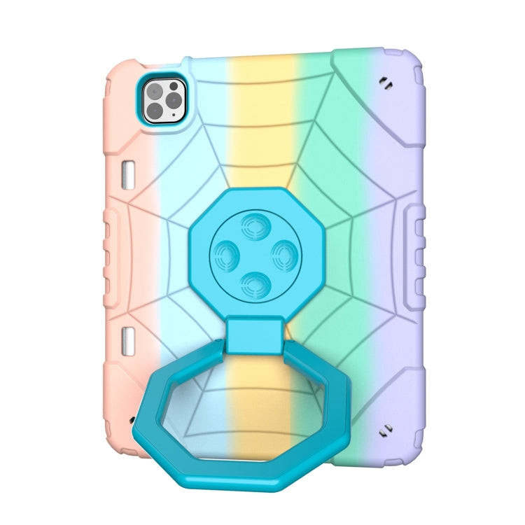 For iPad Pro 11 2022 / 2021 / 2020 Spider Turntable Handle Stress Relief Tablet Case(Gradient Color Blue) - iPad Pro 11 (2022/2021) Cases by buy2fix | Online Shopping UK | buy2fix