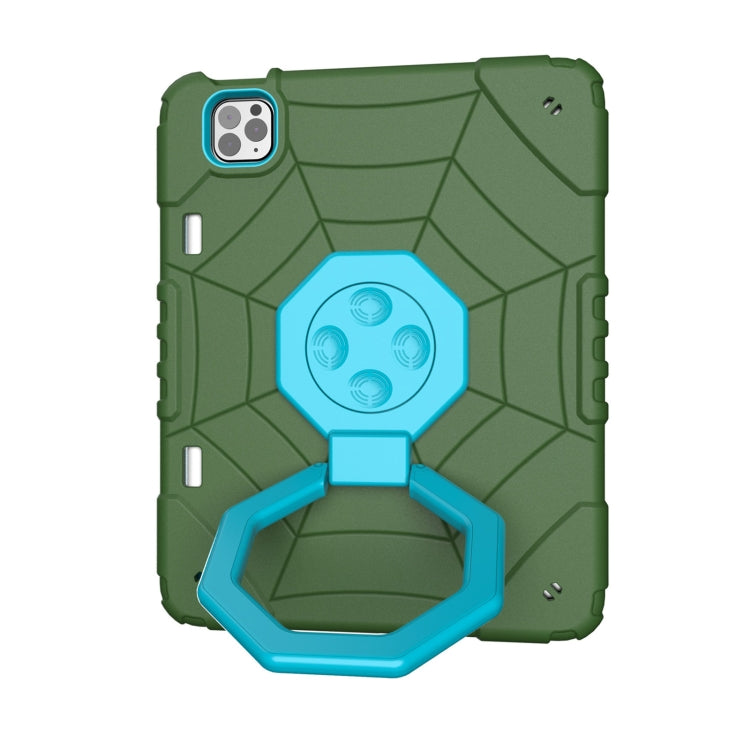 For iPad Pro 11 2022 / 2021 / 2020 Spider Turntable Handle Stress Relief Tablet Case(Army Green Blue) - iPad Pro 11 (2022/2021) Cases by buy2fix | Online Shopping UK | buy2fix