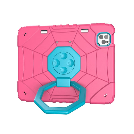 For iPad Pro 11 2022 / 2021 / 2020 Spider Turntable Handle Stress Relief Tablet Case(Rose Red Blue) - iPad Pro 11 (2022/2021) Cases by buy2fix | Online Shopping UK | buy2fix