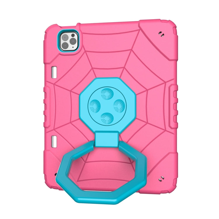 For iPad Pro 11 2022 / 2021 / 2020 Spider Turntable Handle Stress Relief Tablet Case(Rose Red Blue) - iPad Pro 11 (2022/2021) Cases by buy2fix | Online Shopping UK | buy2fix