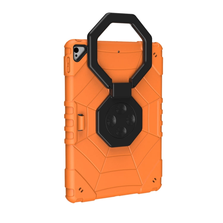 For iPad 10.2 2021 / 2020 / 2019 Spider Turntable Handle Stress Relief Tablet Case(Orange Black) - iPad 10.2 Cases by buy2fix | Online Shopping UK | buy2fix