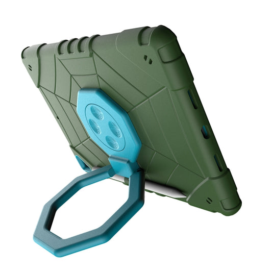 For iPad 10.2 2021 / 2020 / 2019 Spider Turntable Handle Stress Relief Tablet Case(Army Green Blue) - iPad 10.2 Cases by buy2fix | Online Shopping UK | buy2fix