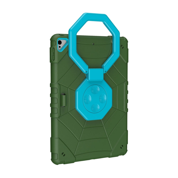 For iPad 10.2 2021 / 2020 / 2019 Spider Turntable Handle Stress Relief Tablet Case(Army Green Blue) - iPad 10.2 Cases by buy2fix | Online Shopping UK | buy2fix