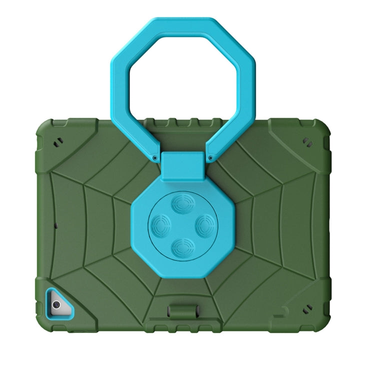 For iPad 9.7 2018 / Air / Air 2 Spider Turntable Handle Stress Relief Tablet Case(Army Green Blue) - iPad Pro 9.7 inch Cases by buy2fix | Online Shopping UK | buy2fix
