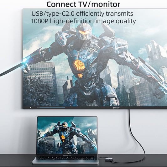 Yesido HM15 USB-C / Type-C + USB 2.0 Interface HDTV Split Screen Adapter(Grey) by Yesido