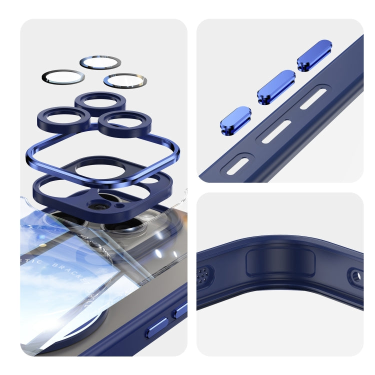 For iPhone 15 Pro 360 Holder Magsafe Acrylic Hybrid TPU Phone Case(Blue) by buy2fix