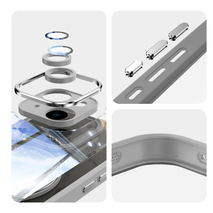 For iPhone 15 360 Holder Magsafe Acrylic Hybrid TPU Phone Case(Grey) by buy2fix