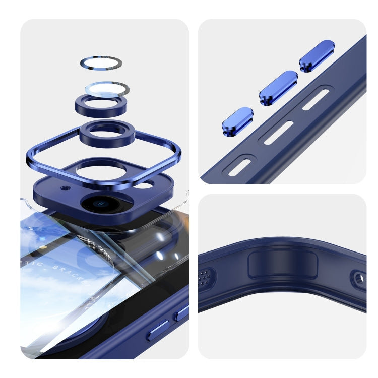 For iPhone 13 360 Holder Magsafe Acrylic Hybrid TPU Phone Case(Blue) by buy2fix