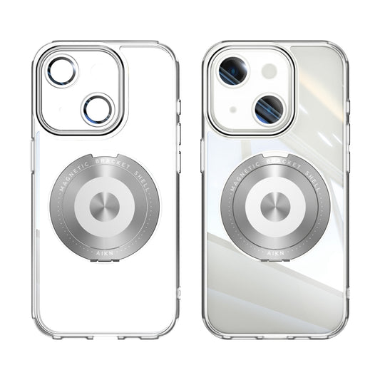 For iPhone 13 360 Holder Magsafe Acrylic Hybrid TPU Phone Case(Frosted White) by buy2fix