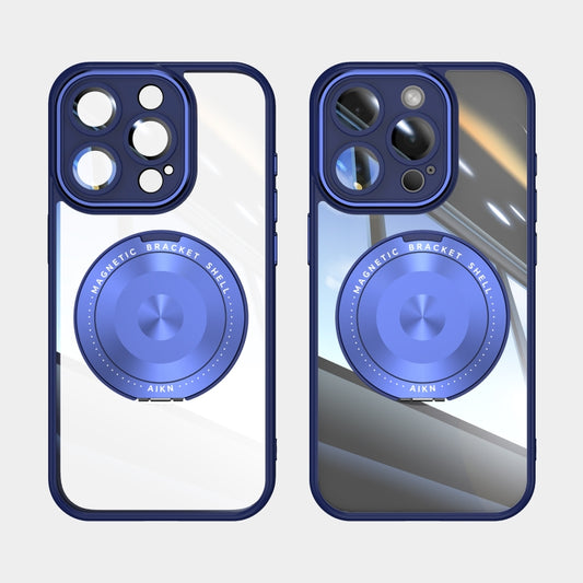 For iPhone 16 Pro Max 360 Holder Magsafe Acrylic Hybrid TPU Phone Case(Blue) by buy2fix