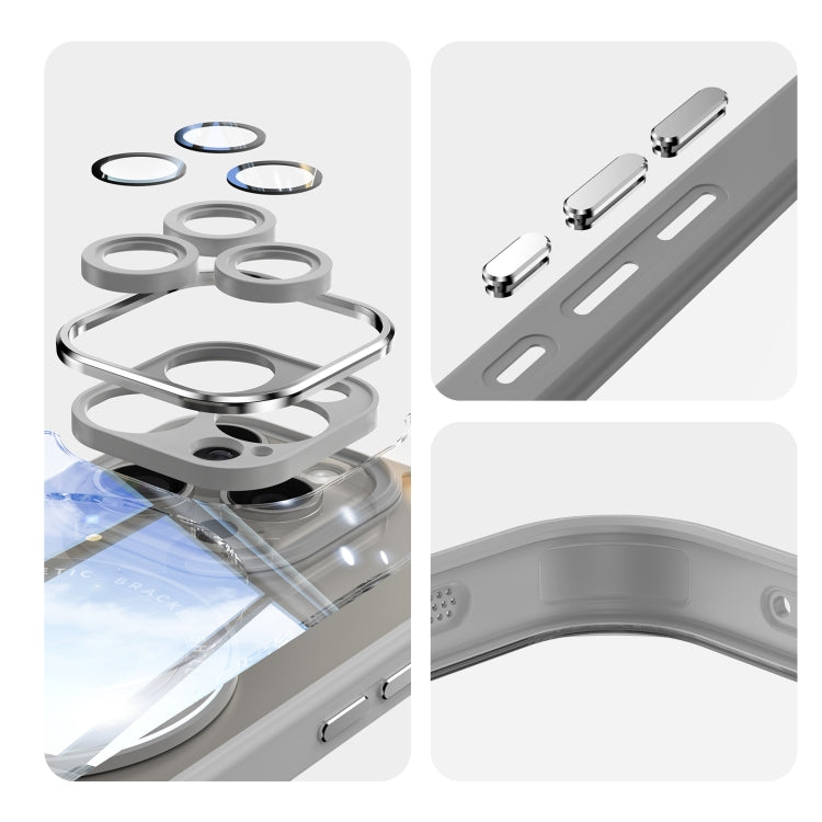 For iPhone 16 Pro 360 Holder Magsafe Acrylic Hybrid TPU Phone Case(Grey) by buy2fix